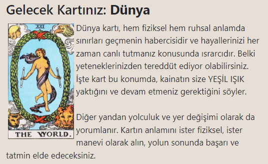 Tarot card about the future