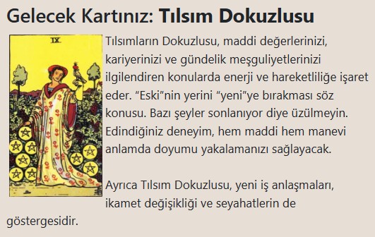 Tarot card 2 about the future